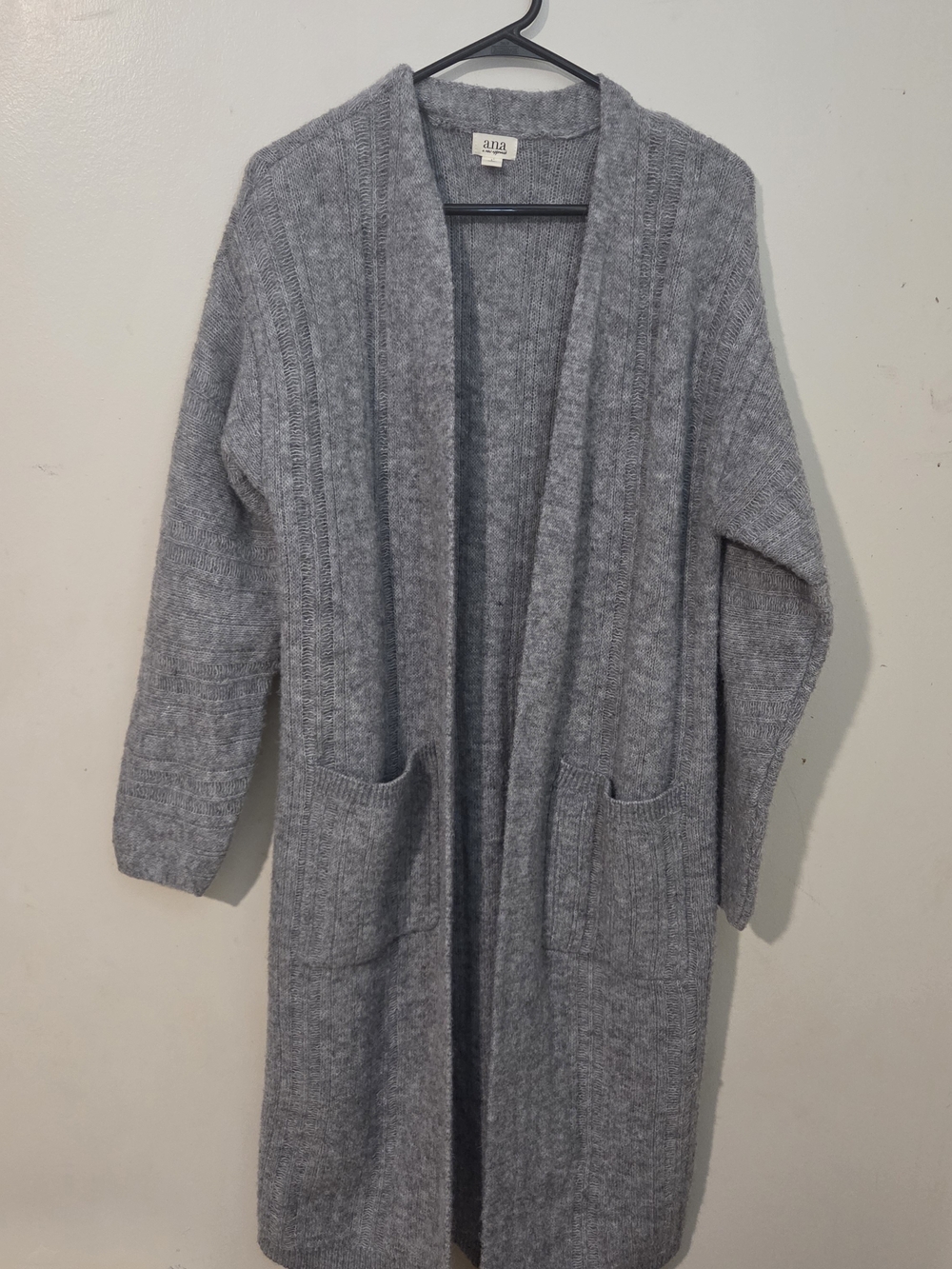 a.n.a Long Open-Front Chunky Knit Cardigan - Gray